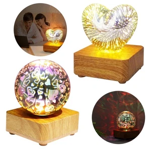 Heart-shaped Glass Night Light Bedroom Bedside, USB-powered Sleep Ambiance Light - Picture 1 of 11