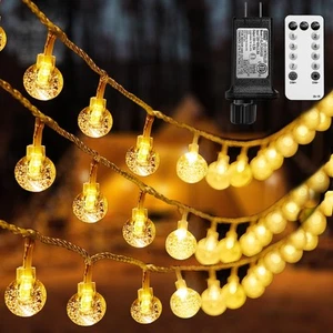 Globe String Lights 49.2 Feet 100 LED, Plug in Crystal Fairy String Lights wi... - Picture 1 of 6