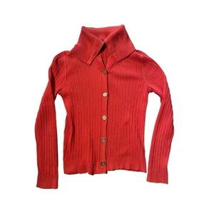 Ralph Lauren Women's Orange Cardigan button up sweater. Size Small. Gold buttons - Picture 1 of 6