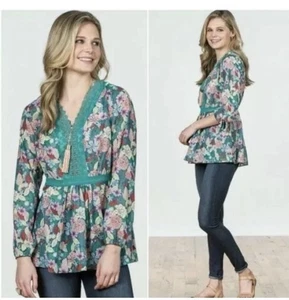 Blusa túnica Matilda Jane Cucaburra Top Bordada Bordado Campesina Semi Transparente XL - Imagen 1 de 8