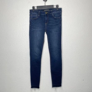 Prosperity Womens Jeans Size 27 Dark Wash Denim Blue Skinny Leg Raw Hem - Picture 1 of 13