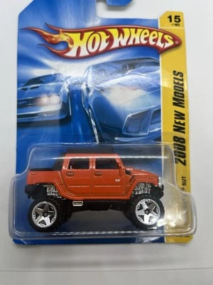 2008 Hot Wheels New Models 1/64 HUMMER H2 SUT Orange wChrome New On Card Humvee  - Image 1 of 4
