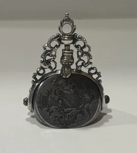 Antiguo escudo de armas giratorio del siglo XVIII con escudo de cera de 3 lados - Imagen 1 de 23