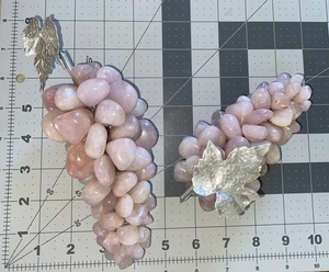 Pair Of Vintage Rose Quartz Grape Clusters - Picture 1 of 3