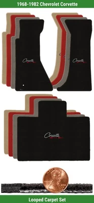 Conjunto de tapete loop clássico personalizado para Chevy Corvette 68-82 com logotipo (3 peças) #GBI - Imagem 1 de 4