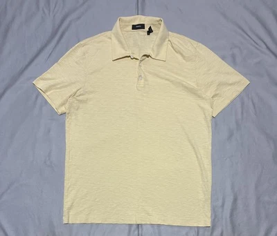 Theory Polo Shirt Mens Large Pale Yellow Slub Knit Short Sleeve Casual 3 Button - Image 1 of 4