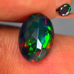 1.76Ct Oval_Incomparable 3D Multi Color Flash Natural Solid Welo Black Opal - Picture 1 of 1