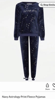 Ladies Navy  Star velour fleece Christmas pyjamas Size 16-18 NEW  - image 1 of 4