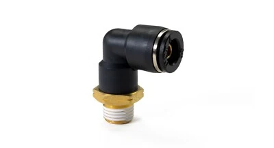 HORNBLASTERS 1/4" Male NPT to 3/8" Push to Connect Elbow Fitting - Accepts 3/8" Air Line