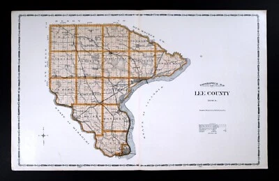 1904 Huebinger Iowa Mapa Lee County Fort Madison Keokuk Montrose West Point IA - Imagem 1 de 4