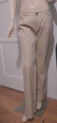 Pantalones de mezclilla para mujer Ellen Tracy color paja con bolsillo trasero bordado talla 8 Foto 1 de 4