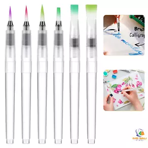 6 Pcs Refillable Watercolor Brush Pens Water Paint Brush for Painting Markers - Picture 1 of 5