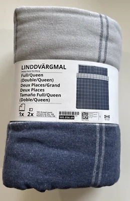 Ikea LINDDVARGMAL Full/Queen Duvet cover and pillowcases, blue checkered  NEW - Image 1 of 4