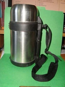 Stainless Steel Thermos w/Drinking cup & Carrying Strap - Picture 1 of 4