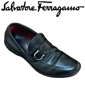 ZAPATOS DE VESTIR SALVATORE FERRAGAMO NEGRO GANCINI HORSE BIT SLIP ON MOCASINES 8.5 E - Imagen 1 de 12