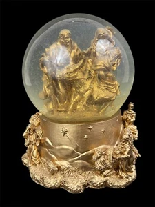 Vtg Nativity Musical Snow Globe Ornate Gold Mary Joseph Jesus Christmas Decor - Picture 1 of 12