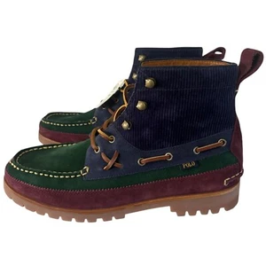 Ralph Lauren Polo Country Ranger Boots Color Block Suede Corduroy Men Size 9 - Picture 1 of 7
