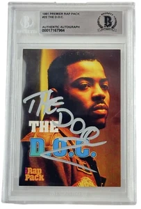 THE D.O.C. Tarjeta coleccionable firmada Rap Pack NWA DOC Rapero 1991 encapsulado Beckett - Imagen 1 de 2