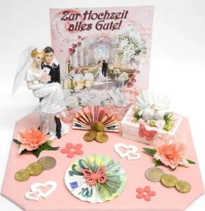 Geldgeschenk Hochzeit ♥ Brautpaar Geschenkschachtel mit Tauben ♥ Deko rose/weiß - Bild 1 von 6