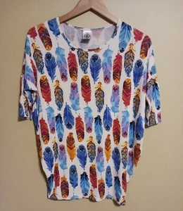 Agnes & Dora Damen X-Small weiß mehrfarbig Feder 3/4 Arm Shirt Bluse - Bild 1 von 10