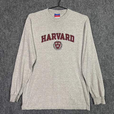 Harvard Crimson Shirt Mens Large Gray Ivy League Long Sleeve Champion Tee Adult Cover