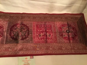Vintage Silk Brocade Elephant Table Runner Mehta silk from India 76 X18 3/4" - Picture 1 of 6