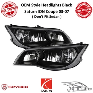 Spyder Xtune OEM Factory Style Black Headlights Pair For 03-07 Saturn ION Coupe - Picture 1 of 12