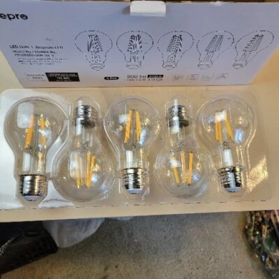 Pack of 5 A19 LED Filament Bulbs, 75 Watt Equivalent Edison Vintage 2700k White - Image 1 of 4