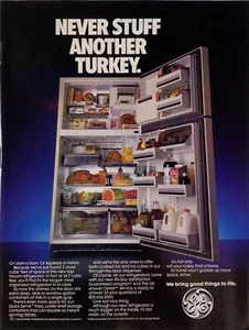 Vintage 1987 GE Refridgerator With Quick Serve Trays Print Ad Advertisement  - Picture 1 of 1