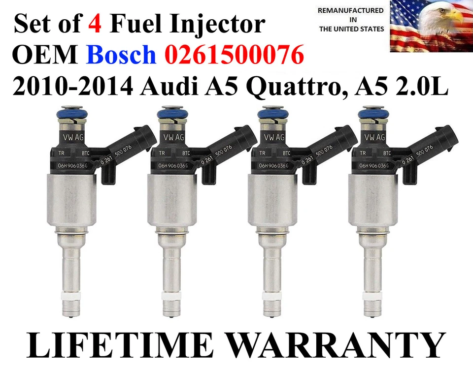 Juego de 4 inyectores de combustible originales Bosch OEM para Audi A5 Quattro 2010-2014, A5 2,0 L Foto 1 de 1