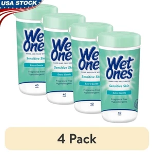 Sensitive Skin Hand Wipes 40 Ct Fragrance Free Hypoallergenic Daily Use Canister - Picture 1 of 13
