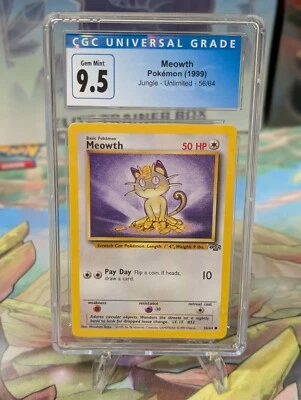 Pokemon TCG Meowth 51/64 1999 Jungle Unlimited CGC 9.5 GEM MINT - Image 1 of 2