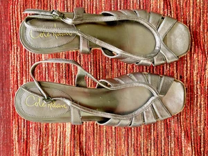 Cole Haan Pewter Espadrille Wedge Sandal 8-1/2 B NikeAir sole - Picture 1 of 7