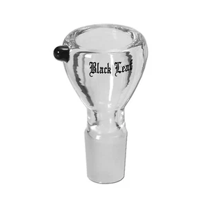 Black Leaf Bong Kopf Dickwandig aus Glas Rund mit kleinem Durchzug und Rollstopp - Bild 1 von 2
