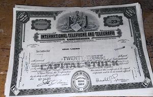 International Telephone and Telegraph Stock Certificate - Picture 1 of 2