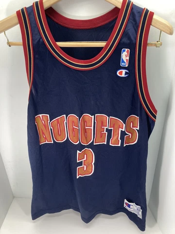 Vintage Denver Nuggets Champion NBA #3 Mahmoud Abdul-Rauf Jersey Size 44 RARE Cover
