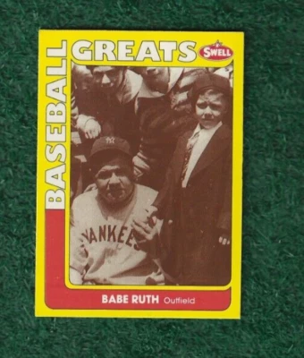 BABE RUTH - MLB HOF - 1991 SWELL BASEBALL GREATS - CARD # 124 - NEW YORK YANKEES - Image 1 of 2
