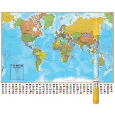 Hemispheres Blue Ocean Series World Laminated Wall Map, 38" x 51"