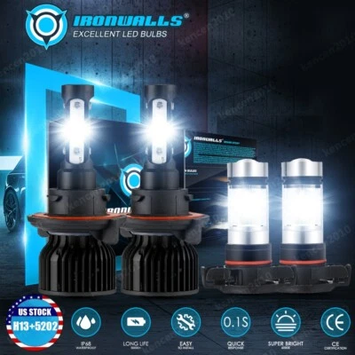 For GMC Yukon XL 1500 2007-2014 4-Sides LED Headlight Hi-Lo Beam Fog Light Bulbs - Image 1 of 4