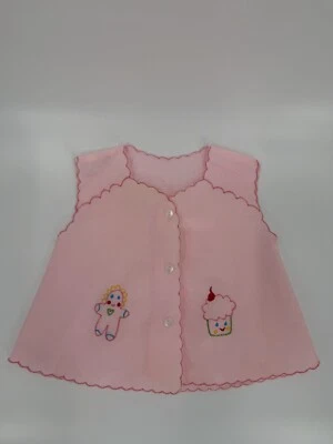 VINTGAE Baby Infant Scalloped Pink Embroidered Diaper Shirt 1950's Mayfair - Image 1 of 4