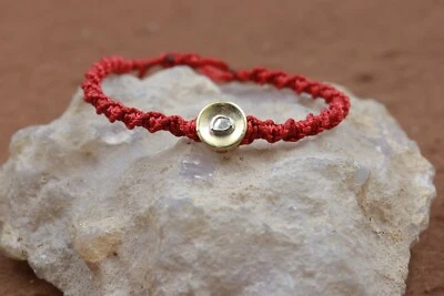 Handmade Red String Polki Diamond Bracelet Gold Plated Charm 925 Sterling Silver - Image 1 of 4