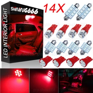 14Pcs Red LED Interior Package Kit For T10 31mm 41mm 578 Dome Map License Lights - Picture 1 of 11
