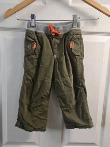 Baby Boden Olive Green Orange Lined Cargo Pants, 18-24 Months - Picture 1 of 6