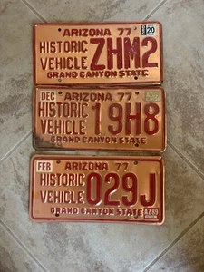 3 - Vintage 1977 Arizona Historic Vehicle License Plates - Picture 1 of 5