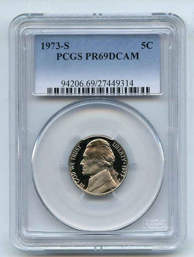 1973 S 5C Jefferson Nickel Proof PCGS PR69DCAM - Image 1 of 1