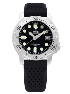 Orologio Uomo RATIO FreeDiver Professionale Zaffiro Quadrante Nero Quarzo RTF021 200M - Foto 1 di 7