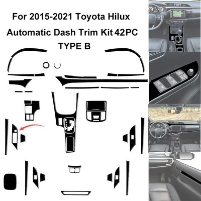 42PC Gloss Black Interior Trim Full-set Stickers Type B For Toyota Hilux 2015-21 - image 1 of 4