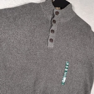 GH Bass & Co Men’s Long Sleeve 1/4 Button Pullover Sweater Sz XL New Gray - Picture 1 of 11