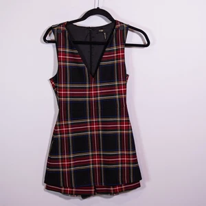 Maje Iris Plaid Skirt Overlay Mini Dress Romper In Checked Tartan Plaid Small - Picture 1 of 4