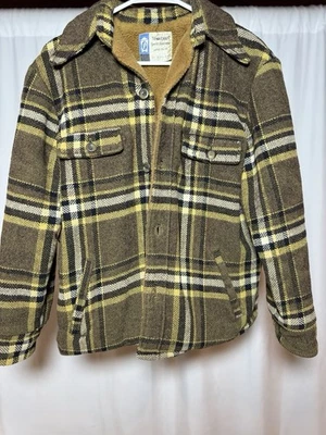 Cazadora de franela a cuadros Sherpa vintage Penneys Towncraft años 60 juvenil largo 14-16 Foto 1 de 4